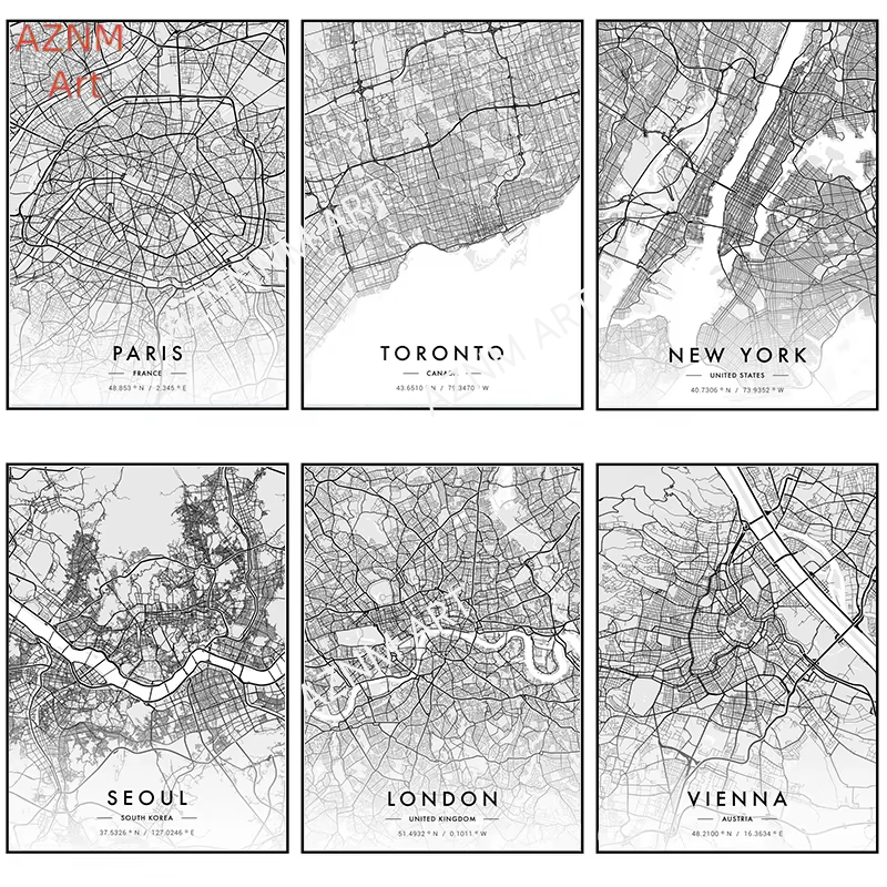 Photography New York - Mappa della città Opere d'arte Poster