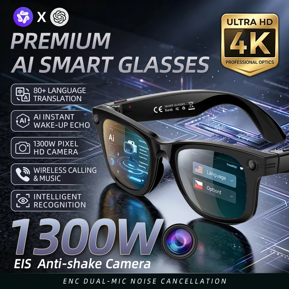 Photography Translate - Occhiali Intelligenti con Fotocamera HD 13MP,